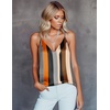 image:imageEkouaer Womens Silk Satin Camisole Tank Tops V Neck Sleeveless Spaghetti Straps Blouse Casual Racerback ShirtStripe Print