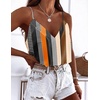 image:imageEkouaer Womens Silk Satin Camisole Tank Tops V Neck Sleeveless Spaghetti Straps Blouse Casual Racerback ShirtStripe Print