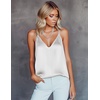 image:imageEkouaer Womens Silk Satin Camisole Tank Tops V Neck Sleeveless Spaghetti Straps Blouse Casual Racerback ShirtWhite