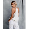 image:imageEkouaer Womens Silk Satin Camisole Tank Tops V Neck Sleeveless Spaghetti Straps Blouse Casual Racerback ShirtWhite