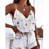 image:imageEkouaer Womens Silk Satin Camisole Tank Tops V Neck Sleeveless Spaghetti Straps Blouse Casual Racerback ShirtWhiteWatercolor Flowers