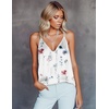 image:imageEkouaer Womens Silk Satin Camisole Tank Tops V Neck Sleeveless Spaghetti Straps Blouse Casual Racerback ShirtWhiteWatercolor Flowers