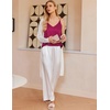 image:imageEkouaer Womens Silk Satin Camisole Tank Tops V Neck Spaghetti Strap Blouses Cross Back Sleeveless Cami Shirt Rose Red