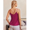 image:imageEkouaer Womens Silk Satin Camisole Tank Tops V Neck Spaghetti Strap Blouses Cross Back Sleeveless Cami Shirt Rose Red
