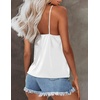 image:imageEkouaer Womens Silk Satin Tank Tops V Neck Camisole Spaghetti Strap Top Summer Basic BlouseAwhite