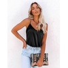 image:imageEkouaer Womens Silk Satin Tank Tops V Neck Camisole Spaghetti Strap Top Summer Basic BlouseBlack