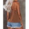 image:imageEkouaer Womens Silk Satin Tank Tops V Neck Camisole Spaghetti Strap Top Summer Basic BlouseCoffe