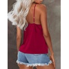 image:imageEkouaer Womens Silk Satin Tank Tops V Neck Camisole Spaghetti Strap Top Summer Basic BlouseDeep Red