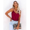 image:imageEkouaer Womens Silk Satin Tank Tops V Neck Camisole Spaghetti Strap Top Summer Basic BlouseDeep Red