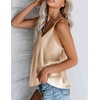 image:imageEkouaer Womens Silk Satin Tank Tops V Neck Camisole Spaghetti Strap Top Summer Basic BlouseLight Khaki