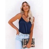 image:imageEkouaer Womens Silk Satin Tank Tops V Neck Camisole Spaghetti Strap Top Summer Basic BlouseNavy Blue