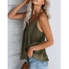 image:imageEkouaer Womens Silk Satin Tank Tops V Neck Camisole Spaghetti Strap Top Summer Basic BlouseOlive Green