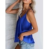 image:imageEkouaer Womens Silk Satin Tank Tops V Neck Camisole Spaghetti Strap Top Summer Basic BlouseSnorkel Blue