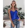 image:imageEkouaer Womens Silk Satin Tank Tops V Neck Camisole Spaghetti Strap Top Summer Basic BlouseSnorkel Blue