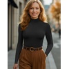 image:imageEkouaer Womens Turtleneck Shirts Long Sleeve Soft Lightweight Fitted Mock Thermal Base Layer TopsBlack