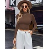 image:imageEkouaer Womens Turtleneck Shirts Long Sleeve Soft Lightweight Fitted Mock Thermal Base Layer TopsBrown