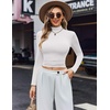 image:imageEkouaer Womens Turtleneck Shirts Long Sleeve Soft Lightweight Fitted Mock Thermal Base Layer TopsCwhite