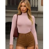 image:imageEkouaer Womens Turtleneck Shirts Long Sleeve Soft Lightweight Fitted Mock Thermal Base Layer TopsDirty Pink