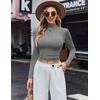 image:imageEkouaer Womens Turtleneck Shirts Long Sleeve Soft Lightweight Fitted Mock Thermal Base Layer TopsGrey