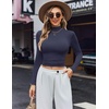 image:imageEkouaer Womens Turtleneck Shirts Long Sleeve Soft Lightweight Fitted Mock Thermal Base Layer TopsNavy Blue