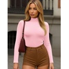 image:imageEkouaer Womens Turtleneck Shirts Long Sleeve Soft Lightweight Fitted Mock Thermal Base Layer TopsPink
