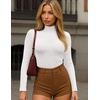 image:imageEkouaer Womens Turtleneck Shirts Long Sleeve Soft Lightweight Fitted Mock Thermal Base Layer TopsWhite