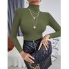 image:imageEkouaer Womens Turtleneck Shirts Ribbed Pullover Sweater Long Sleeves Tops Midweight Thermal Underwear BlouseArmy Green