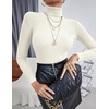 image:imageEkouaer Womens Turtleneck Shirts Ribbed Pullover Sweater Long Sleeves Tops Midweight Thermal Underwear BlouseBeige