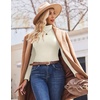 image:imageEkouaer Womens Turtleneck Shirts Ribbed Pullover Sweater Long Sleeves Tops Midweight Thermal Underwear BlouseBeige