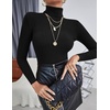 image:imageEkouaer Womens Turtleneck Shirts Ribbed Pullover Sweater Long Sleeves Tops Midweight Thermal Underwear BlouseBlack