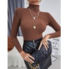 image:imageEkouaer Womens Turtleneck Shirts Ribbed Pullover Sweater Long Sleeves Tops Midweight Thermal Underwear BlouseBrown2