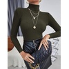 image:imageEkouaer Womens Turtleneck Shirts Ribbed Pullover Sweater Long Sleeves Tops Midweight Thermal Underwear BlouseDark Army Green
