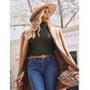 image:imageEkouaer Womens Turtleneck Shirts Ribbed Pullover Sweater Long Sleeves Tops Midweight Thermal Underwear BlouseDark Army Green