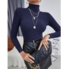 image:imageEkouaer Womens Turtleneck Shirts Ribbed Pullover Sweater Long Sleeves Tops Midweight Thermal Underwear BlouseDark Blue