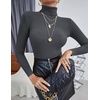 image:imageEkouaer Womens Turtleneck Shirts Ribbed Pullover Sweater Long Sleeves Tops Midweight Thermal Underwear BlouseDark Gray