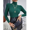 image:imageEkouaer Womens Turtleneck Shirts Ribbed Pullover Sweater Long Sleeves Tops Midweight Thermal Underwear BlouseGreen