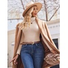 image:imageEkouaer Womens Turtleneck Shirts Ribbed Pullover Sweater Long Sleeves Tops Midweight Thermal Underwear BlouseKhaki