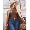 image:imageEkouaer Womens Turtleneck Shirts Ribbed Pullover Sweater Long Sleeves Tops Midweight Thermal Underwear BlouseLight Brown3