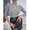 image:imageEkouaer Womens Turtleneck Shirts Ribbed Pullover Sweater Long Sleeves Tops Midweight Thermal Underwear BlouseMedium Gray