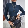 image:imageEkouaer Womens Turtleneck Shirts Ribbed Pullover Sweater Long Sleeves Tops Midweight Thermal Underwear BlouseNavy Blue