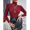 image:imageEkouaer Womens Turtleneck Shirts Ribbed Pullover Sweater Long Sleeves Tops Midweight Thermal Underwear BlouseWine Red