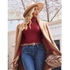 image:imageEkouaer Womens Turtleneck Shirts Ribbed Pullover Sweater Long Sleeves Tops Midweight Thermal Underwear BlouseWine Red