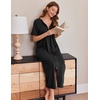 image:imageEkouaer Womens Zipper Robes Full Length Short Sleeve Housecoats House Dress with Pockets Loungewear Nightgown BBlack3XL