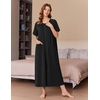 image:imageEkouaer Womens Zipper Robes Full Length Short Sleeve Housecoats House Dress with Pockets Loungewear Nightgown BBlack3XL