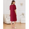 image:imageEkouaer Zipper Robes for Women Knee Length Bathrobe Lightweight Housecoat Short Sleeve Nightgown with Pockets S3XLWine Red With Black
