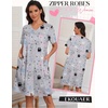 image:imageEkouaer Zipper Robes for Women Short Knit Bathrobes Lightweight Knee Length Housecoat with Pockets Nightgown S3XLGrey Owl