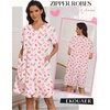 image:imageEkouaer Zipper Robes for Women Short Knit Bathrobes Lightweight Knee Length Housecoat with Pockets Nightgown S3XLPink Stripe