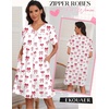image:imageEkouaer Zipper Robes for Women Short Knit Bathrobes Lightweight Knee Length Housecoat with Pockets Nightgown S3XLRed Bow Tie