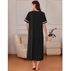 image:imageEkouaer Zipper Robes for Women Short Sleeve Bathrobe Soft Lightweight Housecoat Full Length Nightgown with Pockets S3XLBlack