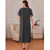 image:imageEkouaer Zipper Robes for Women Short Sleeve Bathrobe Soft Lightweight Housecoat Full Length Nightgown with Pockets S3XLDark Gray